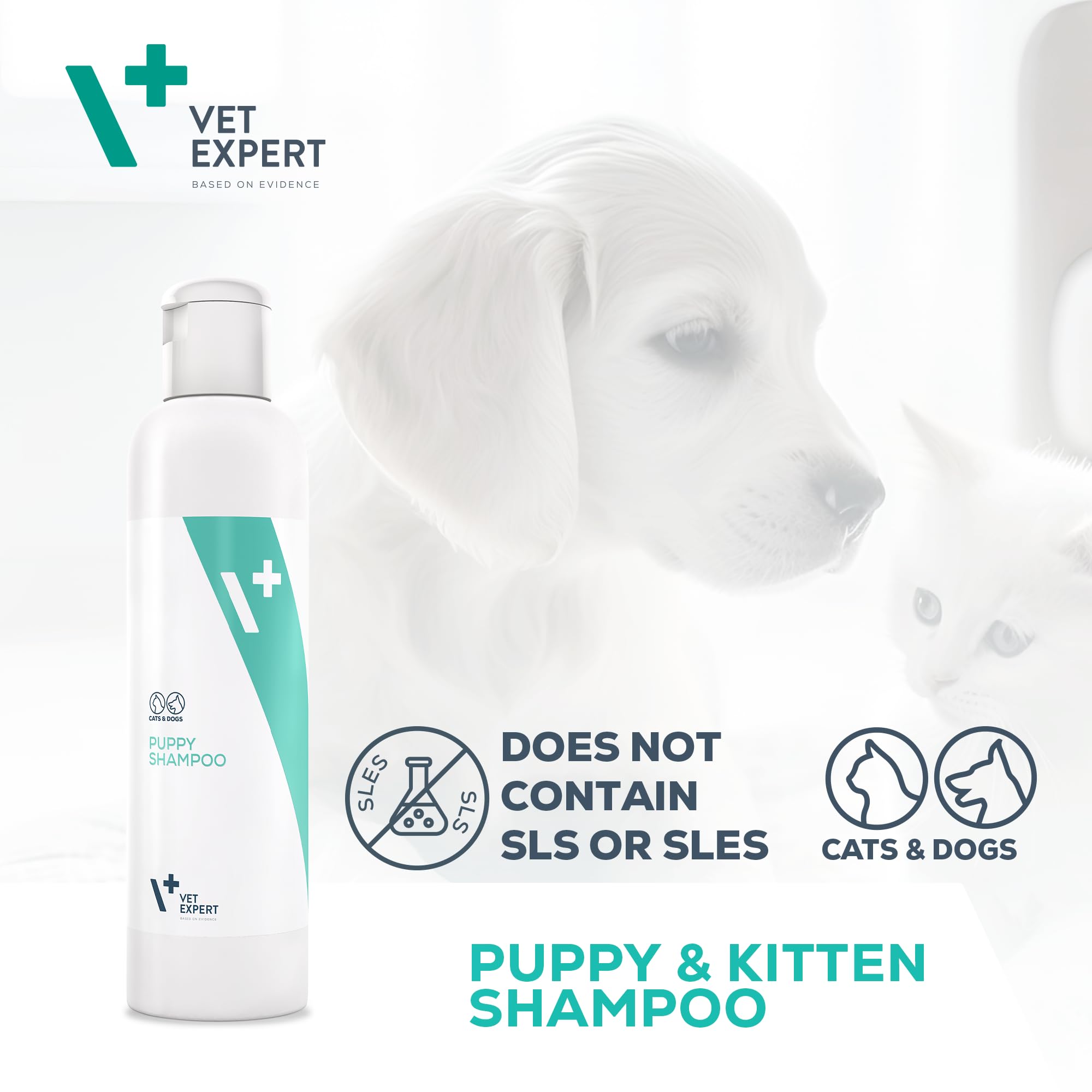 Vet Expert Puppy/Kitten Shampoo, Gentle Care for Delicate and Sensitive Skin with Allantoin, Panthenol, Aloe Leaf Juice - Image 2