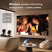 Vista 6 de Mini proyector, compatible con 4K 1080P, 220 lúmenes ANSI, giratorio de 180° con aplicaciones integradas, enfoque Keystone vertical automático