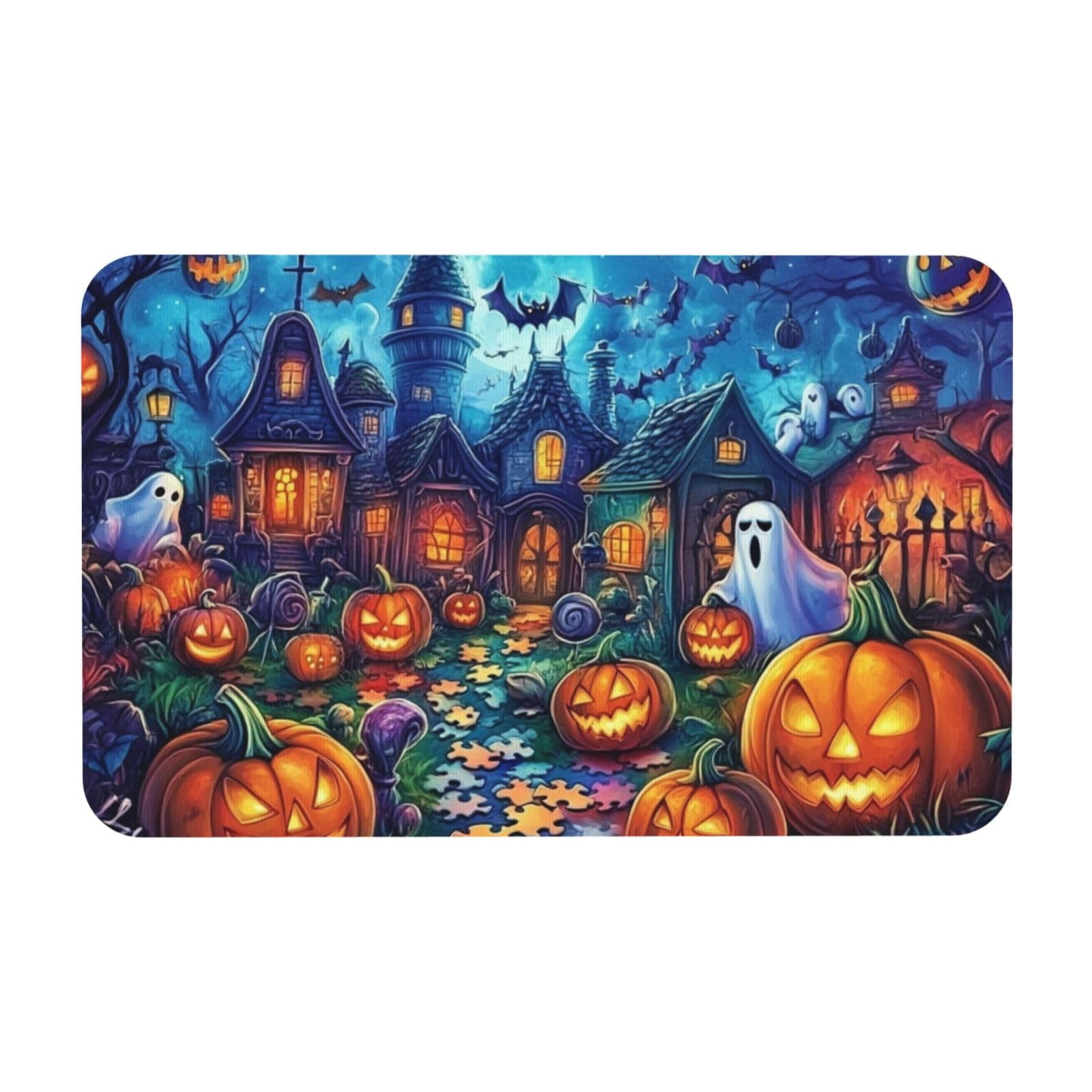 Tapis de bain antidérapant lavable 50 x 80 cm pour cuisine et intérieur forêt lune