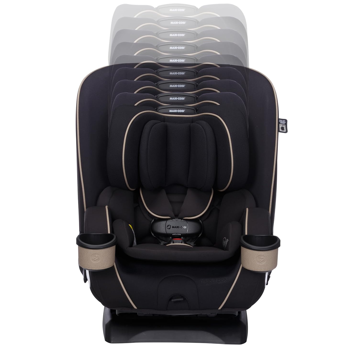 Series of images showing the ReclineFit feature, with the car seat reclining through 5 different positions.