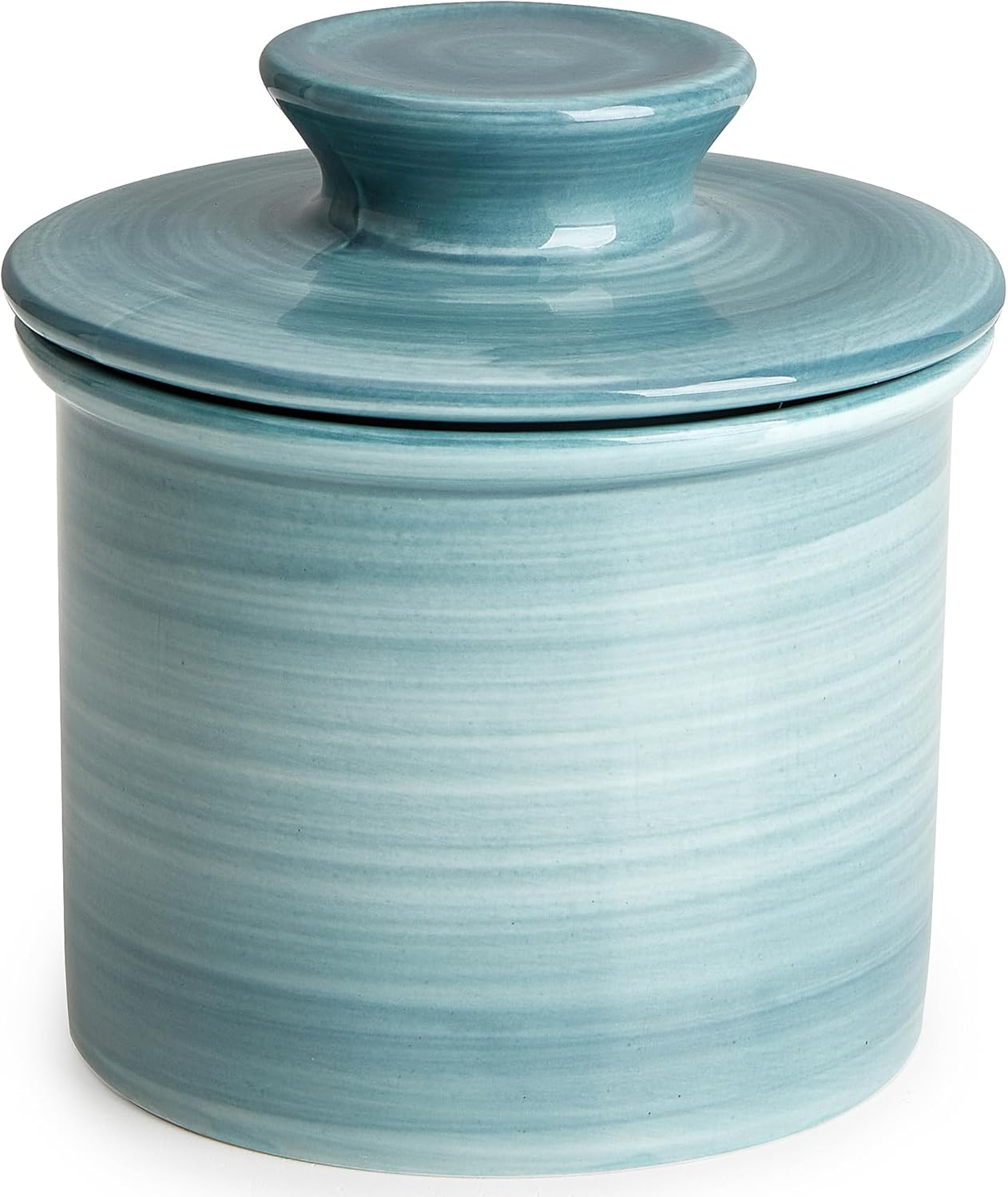 Sweese Hand-Painted Butter Crock with Lid – Vintage-Inspired Butter Keeper for Countertop Use, Unique Artistic Design, Dishwasher & Microwave Safe