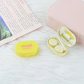 Pacote com 2 estojos para lentes de contato, estojo colorido para contatos de viagem, espelho embutido com kit de ferramentas de removedor, caixa de armazenamento de lentes de contato com mini formato