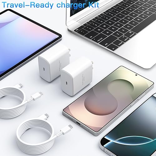 Miniatura 7 de Bloque de carga súper rápido de 45 W, paquete de 2 bloques de carga rápida tipo C con cable de carga USB C de 3 pies compatible con Samsung Galaxy