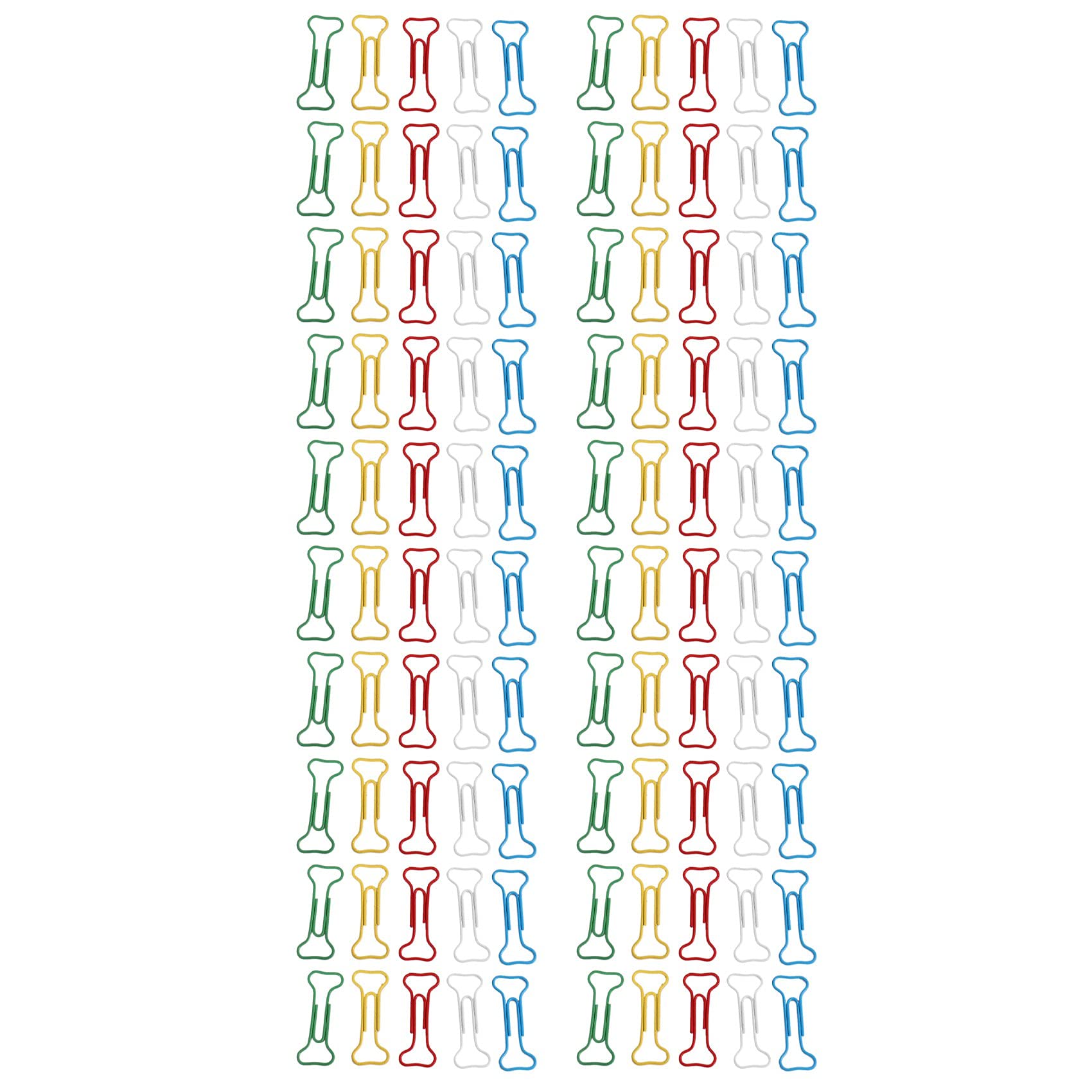 HOUZI100pcs Bone Shape Multicolor Metal Paper Clips