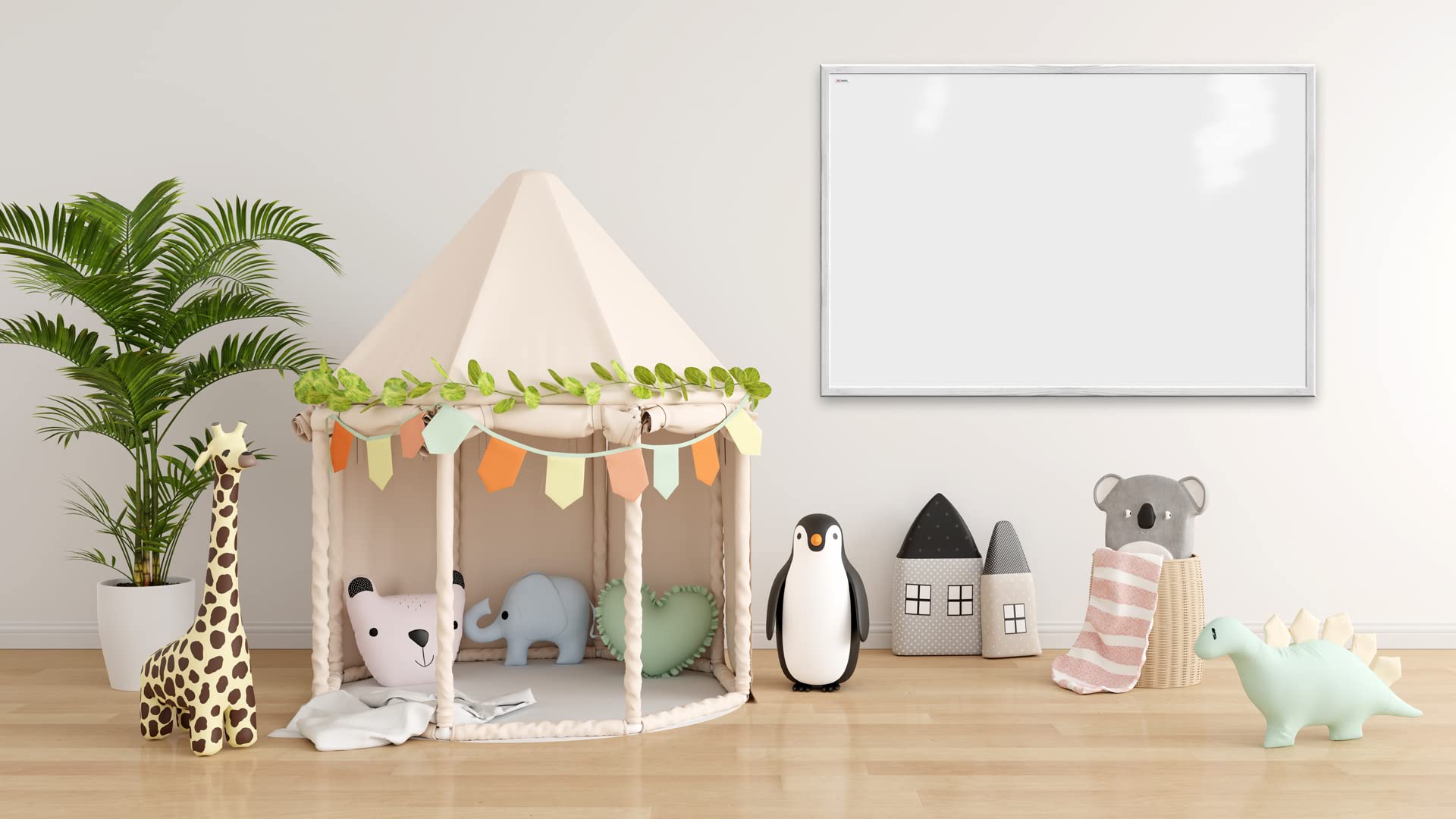 ALLboards Whiteboard mit weißem Rahmen 90x60cm Magnettafel Weiß Magnetisch, Trocken Abwischbar
