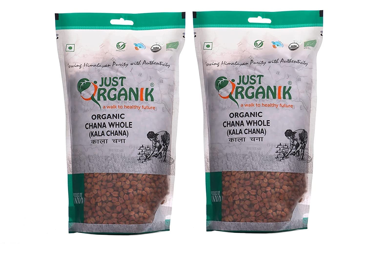 Kala Chana bio Just Organik 2kg pois chiche brun sec en vrac