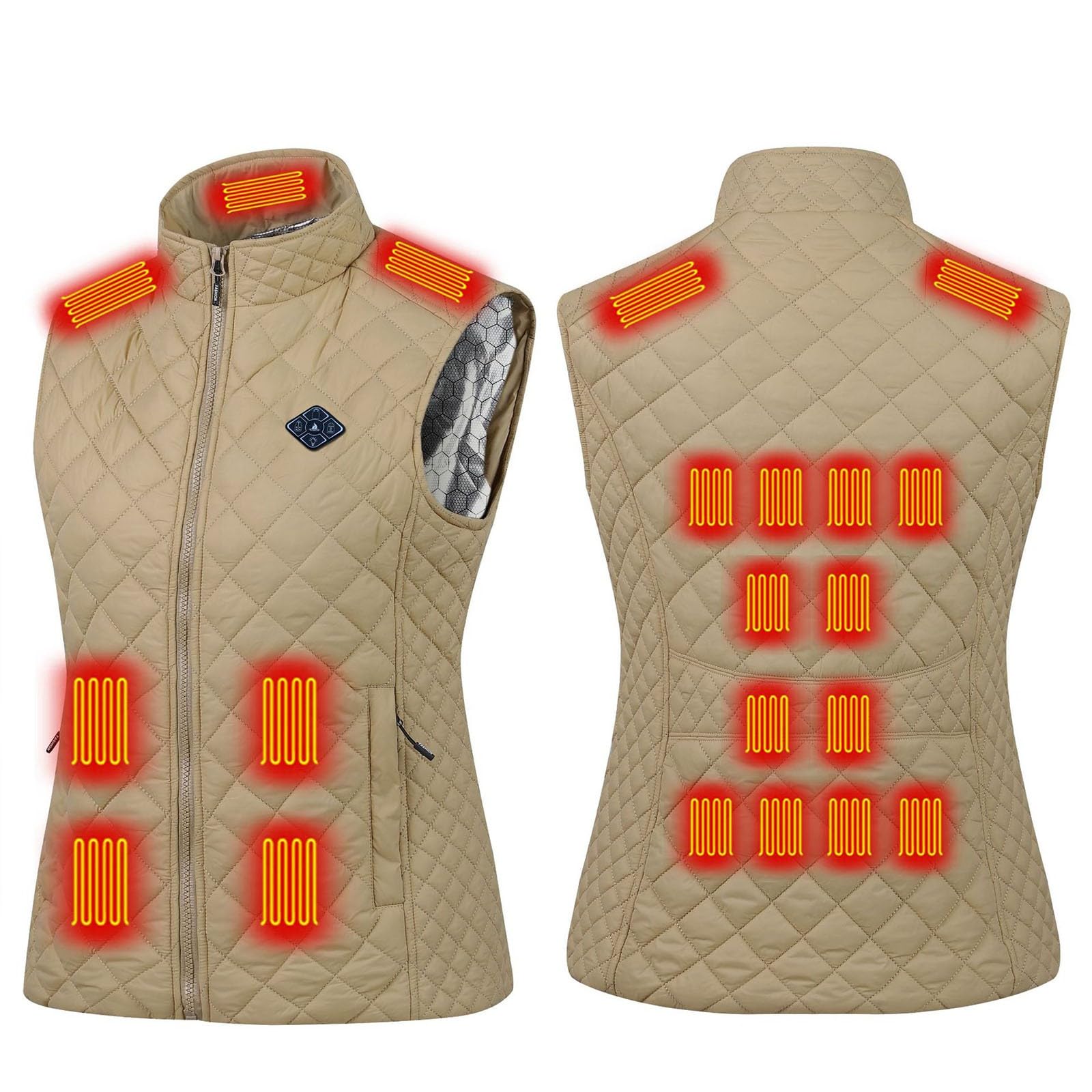 Generisch Gilet chauffant pour femme, rechargeable, sans manches, gilet d'hiver isolant thermique, pour activités de plein air