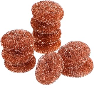 Cabilock 10 PCS Copper Scourers Copper Washing Machine Cleaning Ball Heavy Duty Dish Scourers Copper Scouring Pad for Home Kitchen (Golden)