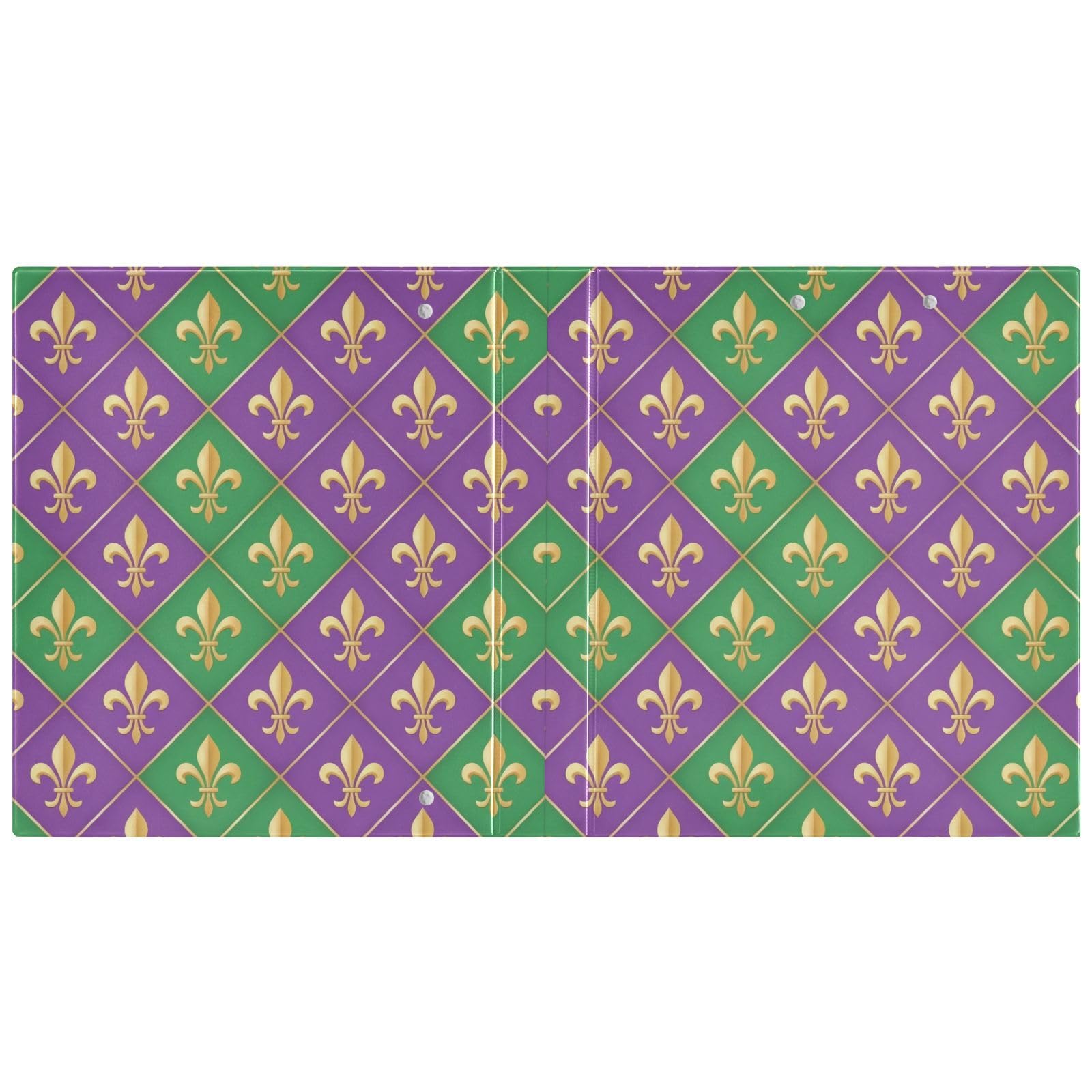 Carpeta de tres anillos verde, morado, dorado, blanco, carpeta de anillos en D, paquete de 2 | Con portapapeles y bolsillos, para escuela, universidad, oficina