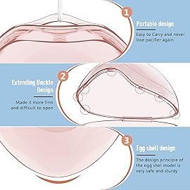 Smlpuame Pacifier Case,6 Pack BPA Free Pacifier Holder Case,Transparent Container Box for Baby BinkyNot Included),Essential Pacifier Accessories,Alway Keep Paci Clean,Easy to Clean(Pink)