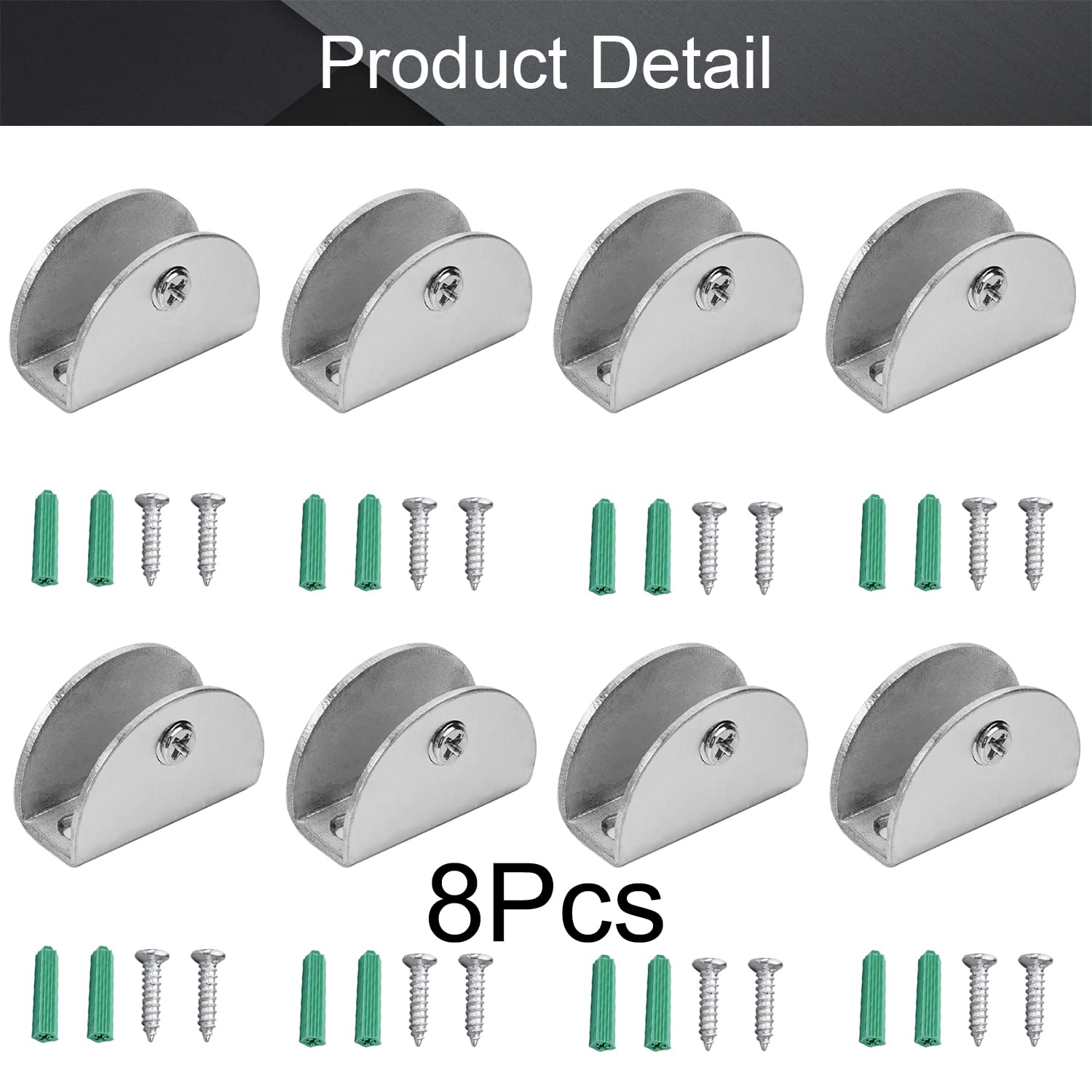 MroMax Glass Shelf Brackets - 2PCS Stainless Steel Rectangular Glass Clip Silver