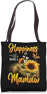 Womens Happiness is Being a Mamaw Sunflowers Butterflies Tote Bag