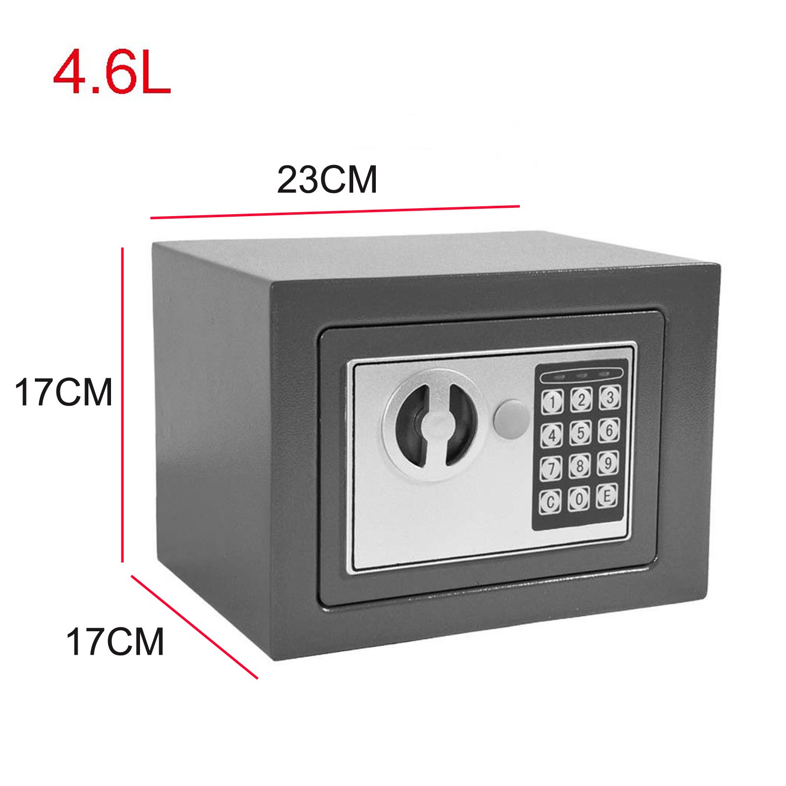 Cassaforte Elettronica Digitale per Ufficio Domestico, Piccola da 4,6 Litri 6,7"X 9" X 6,7", con 2 Chiavi di Emergenza