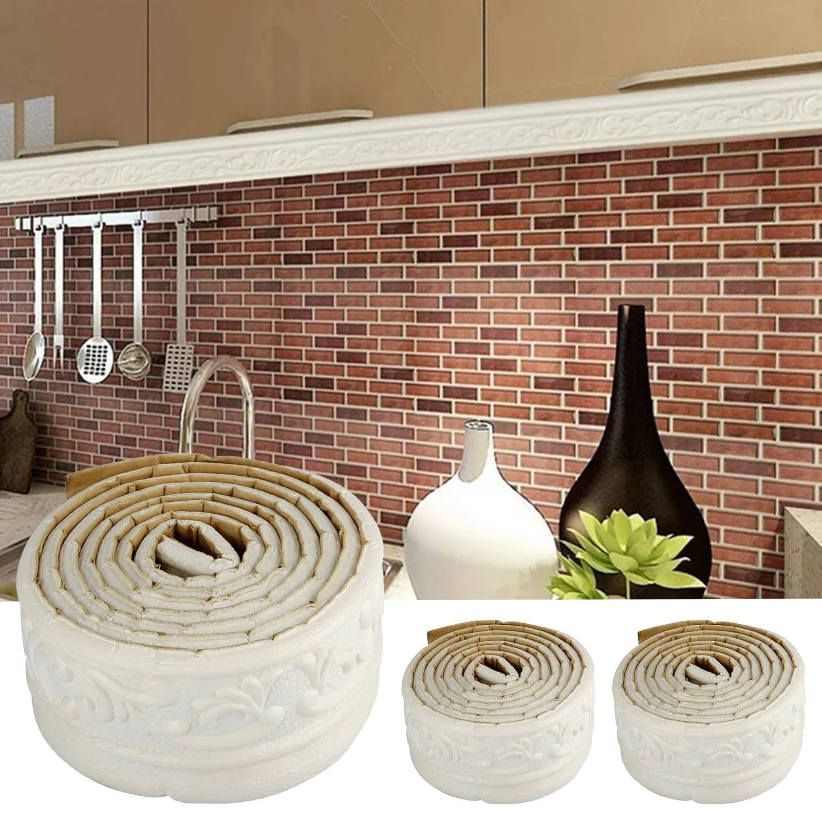 Battiscopa Flessibile 3pc Flessibile Modanatura Della Parete Trim Autoadesivo 3D Schiuma Linea di Vita Battiscopa Linea Wall Sticker Bordo Bordo Pavimento Battiscopa for FAI DA TE Battiscopa Morbido A