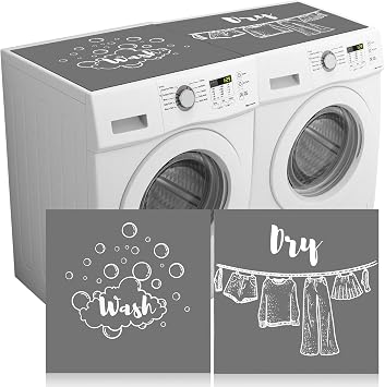 Teenyyou 2 Pcs Washer and Dryer Covers Top Protector Mat Non Slip Washing Machine Cover Dust Proof Quick Drying Protective Dust Cover Pad for Laundry Room Kitchen 26.5 x 26.5 Inch,Classic Style