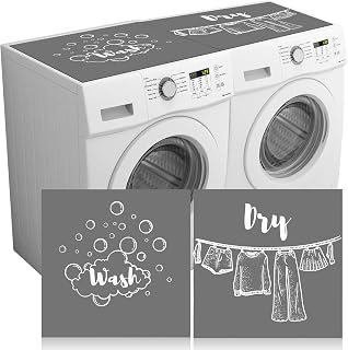 Teenyyou 2 Pcs Washer and Dryer Covers Top Protector Mat Non Slip Washing Machine Cover Dust Proof Quick Drying Protective Dust Cover Pad for Laundry Room Kitchen (26.5 x 26.5 Inch,Classic Style)