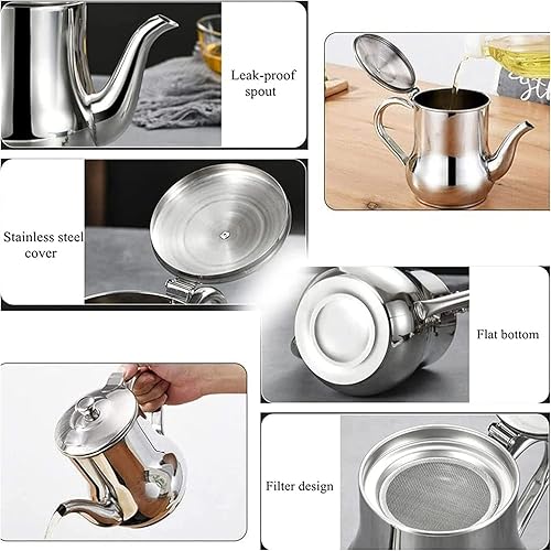 Miniatura 5 de Engrasador de acero inoxidable para el hogar 2023 nuevo recipiente de grasa de tocino filtrable con colador extraíble recipiente de condimentos