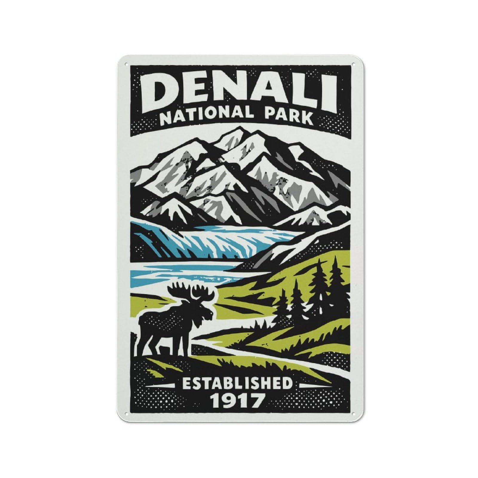 Junmoney Style-8 Tin Wall Plaque 30X20cm With Denali National Park Vintage Poster For Garage Wall, Suited To People Furnishing A Garage