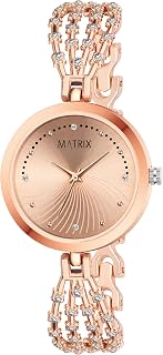 Matrix Daisy Collection | Stone Studded Dial with Designer Stone Studded Bracelet Chain Analog Watch for Women & Girls Price In India