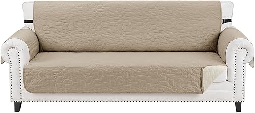 Miniatura 46 de CUCRAF Funda acolchada antideslizante para sofá, resistente al agua, protector de muebles para sofá de 3 cojines, apto para mascotas, funda de sofá