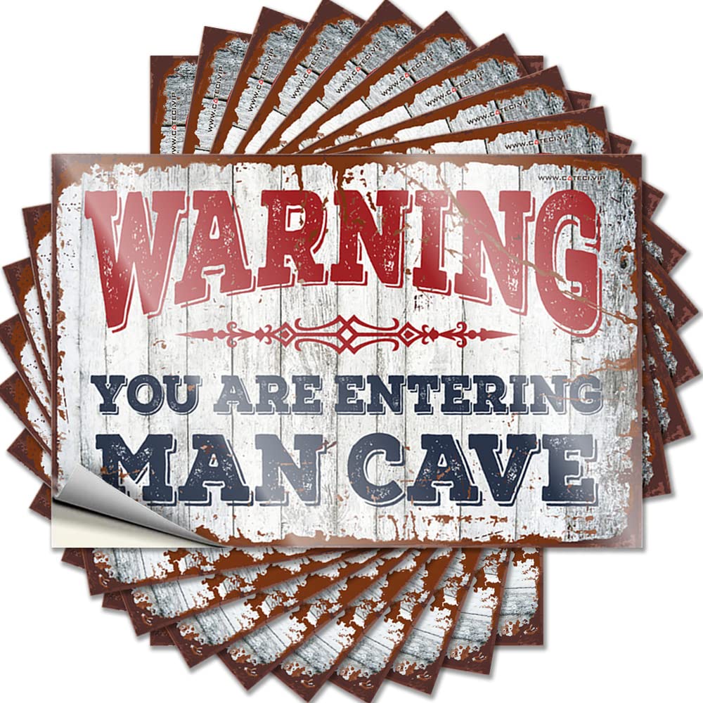 Fzfn Men's Colour Warning You Are Entering Man Cave Door Motivational - Stuff Lettering Sticker Self Adhesive Sticker(8X12cm)