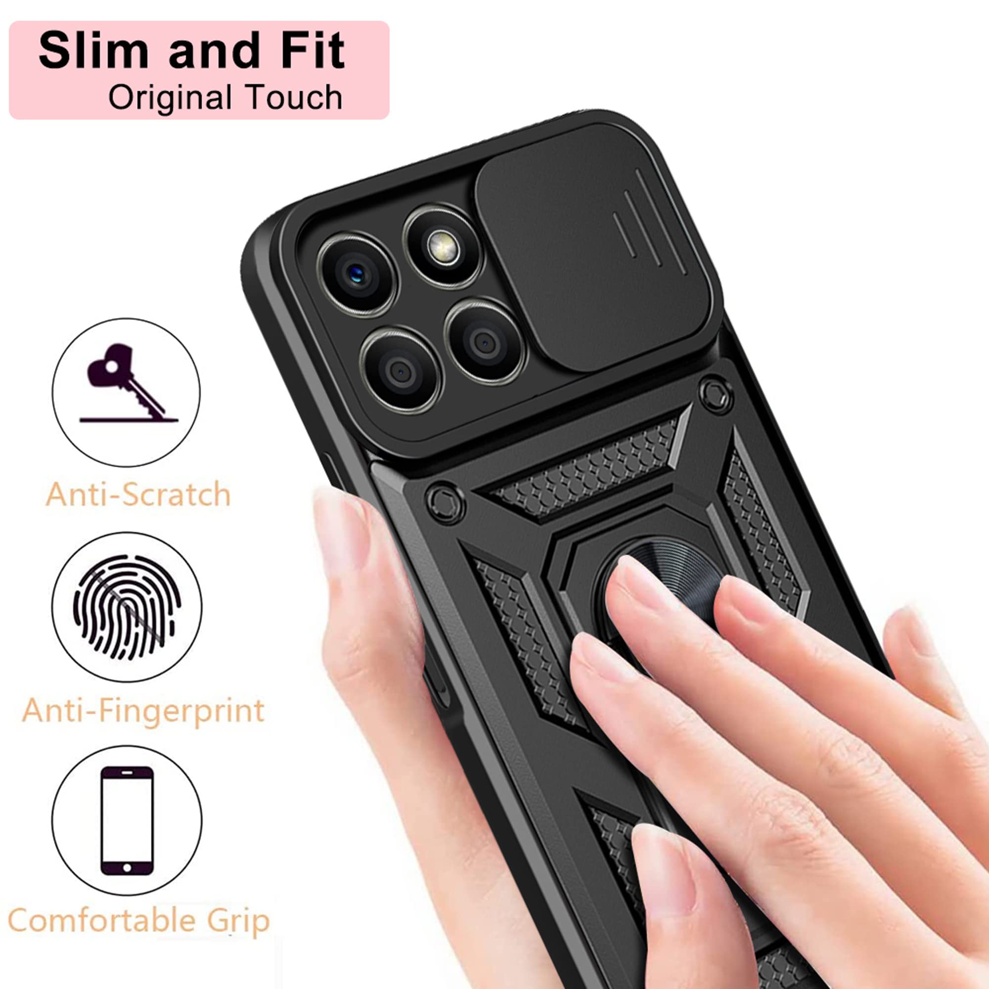 Per Honor 90 5G Custodia, Sottile Anello Armatura Supporto Antiurto Forte Cover