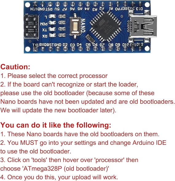 4Pcs for Nano V3.0 ATmega328P Module CH340G 5V 16M Mini USB Micro Controller Development Board with PIN Headers(Without USB Cable)