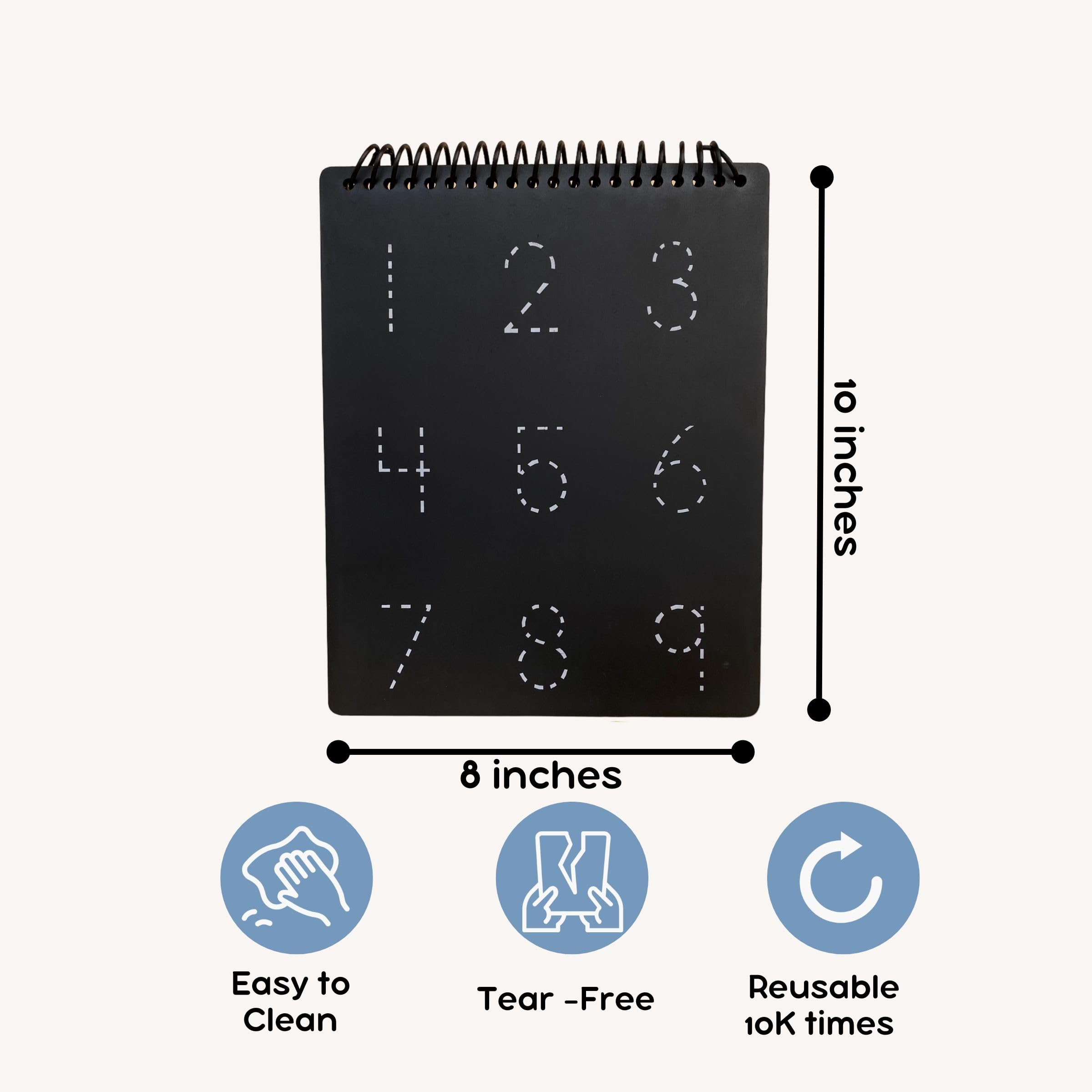 Berrybee 8-in-1 Montessori Maths Pre-Writing Board for Kids | Reusable Number, Shape & Pattern Tracing Board | Fine Motor Skills & Handwriting Practice | Educational Learning Toy for Age 2-6 Years 1