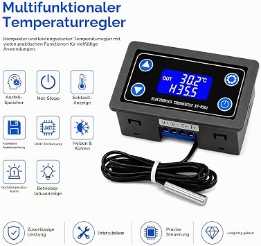 Digital Temperature Controller 0-30V LCD Display Digital Thermostat High Precision Temperature Control Module Cooling Heating Automatic Switch Panel