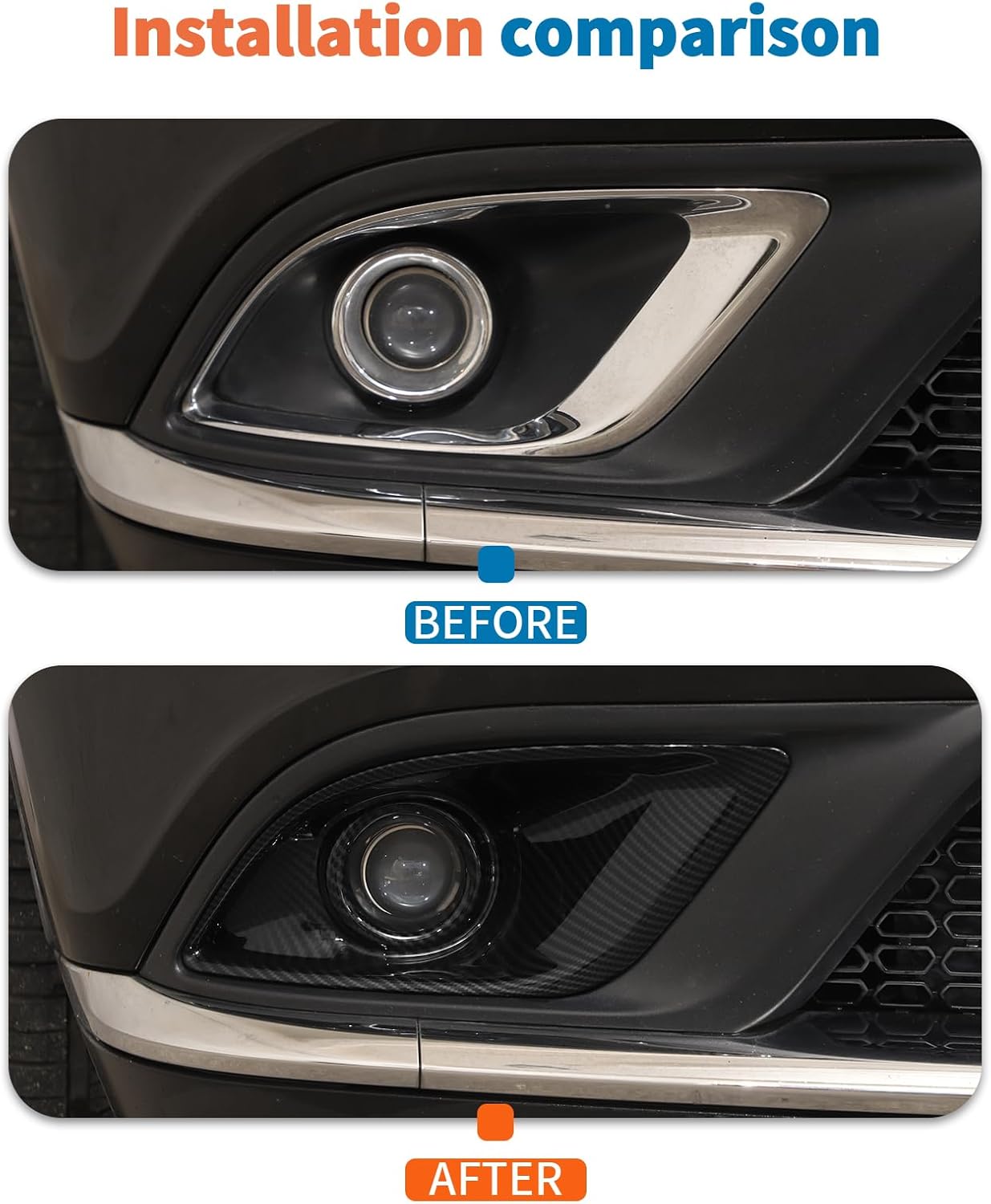 JeCar Carbon Fiber Front Fog Light Cover Bezel Trim for 2011-2020 Dodge Durango (1 Pair)