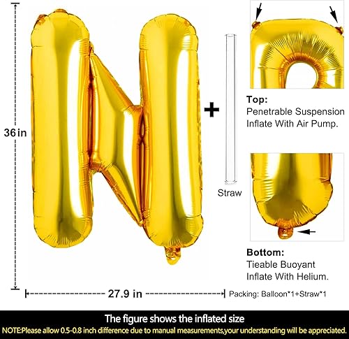 Miniatura 9 de Lovoir Globos grandes de 40 pulgadas con letras Y doradas de gran tamaño, globo de helio de aluminio de Mylar para fiestas de cumpleaños, decoración