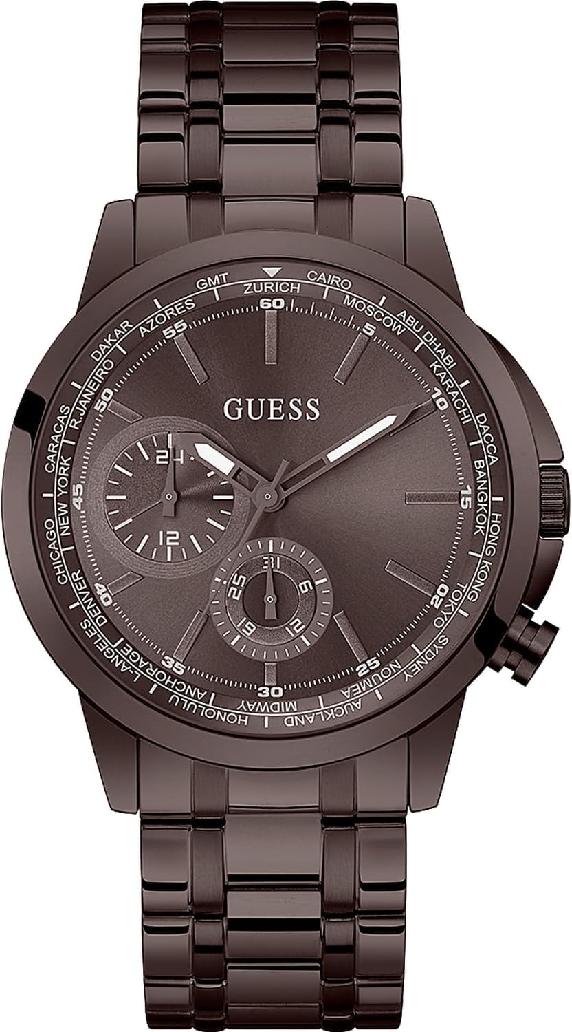 Guess Stainless Steel Spec Collection Multi-Function Mens Analog Brown Dial Coloured Quartz Watch, Round Dial With 44 Mm Case Width - Gw0490G5 (B0B5F9FTP3) Amazon Price History, Amazon Price Tracker
