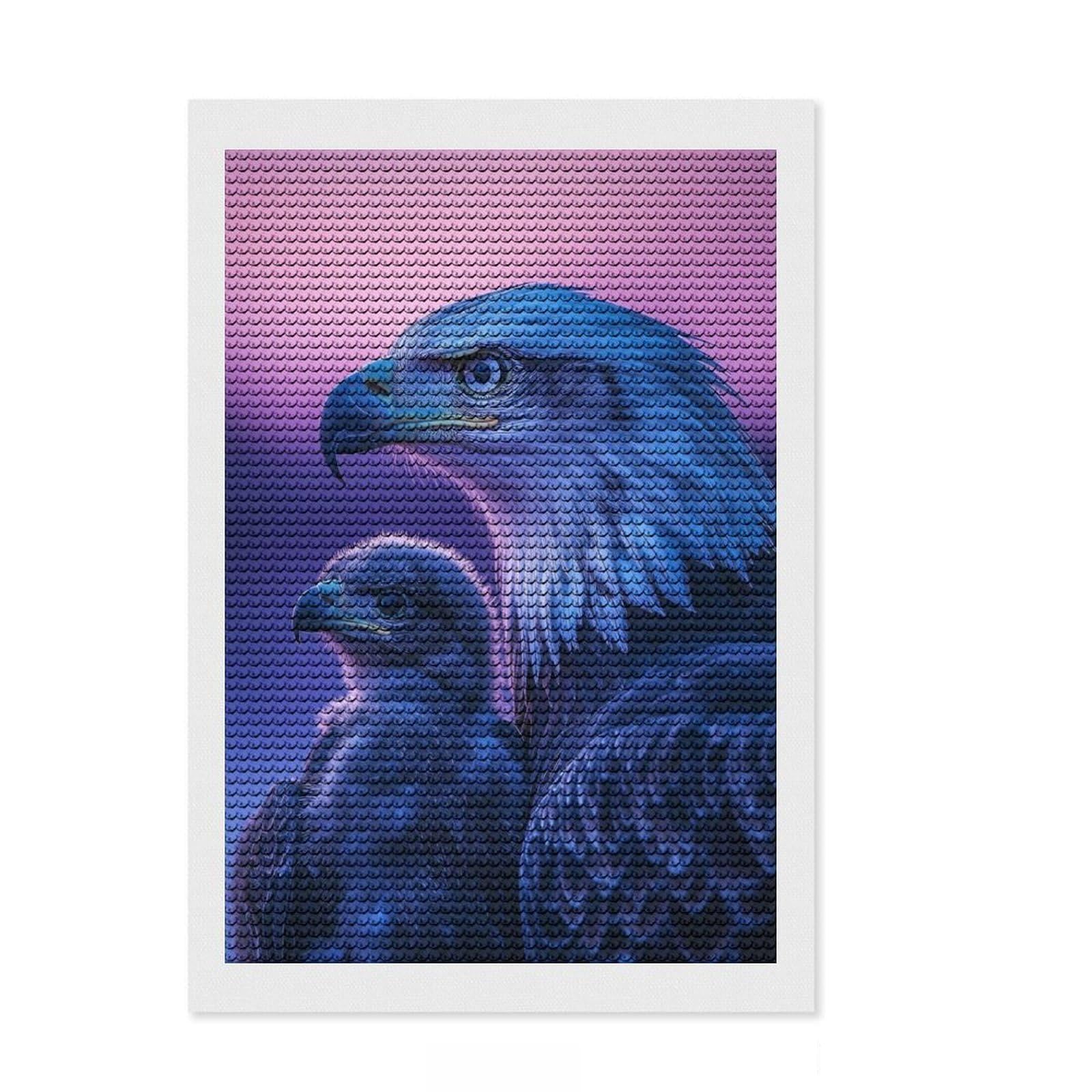 Junmoney Eagle and Chick Diamond Painting Canvas Set 8"x12", Enjoyable At-Home Hobby, Adhesive Canvas, Cosy Home Accent, Christmas Gift