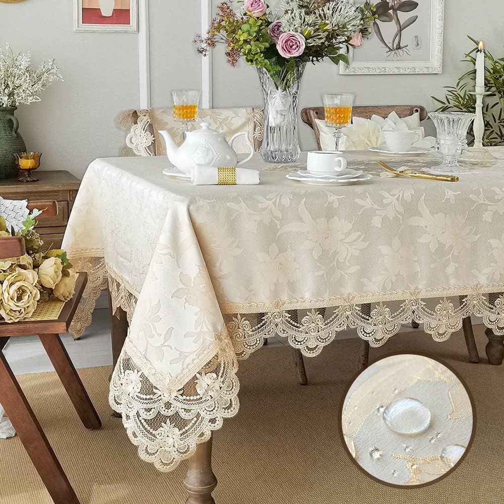 SUTAVIA Lace Tablecloth Jacquard Waterproof Rectangular 60x84