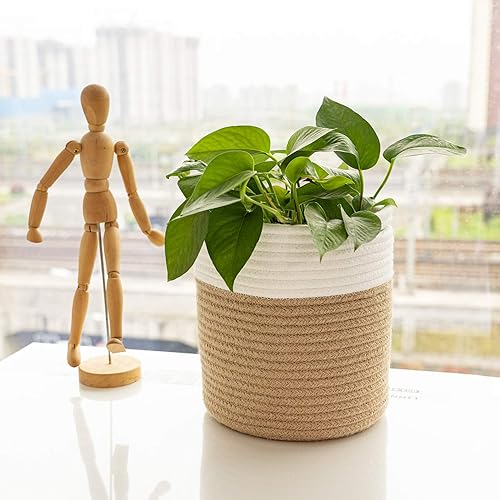 Miniatura 3 de TIMEYARD  Cesta para plantas de cuerda de yute, cesta tejida pequeña para maceteros de hasta 7 pulgadas, cesta para maceta de planta decorativas de