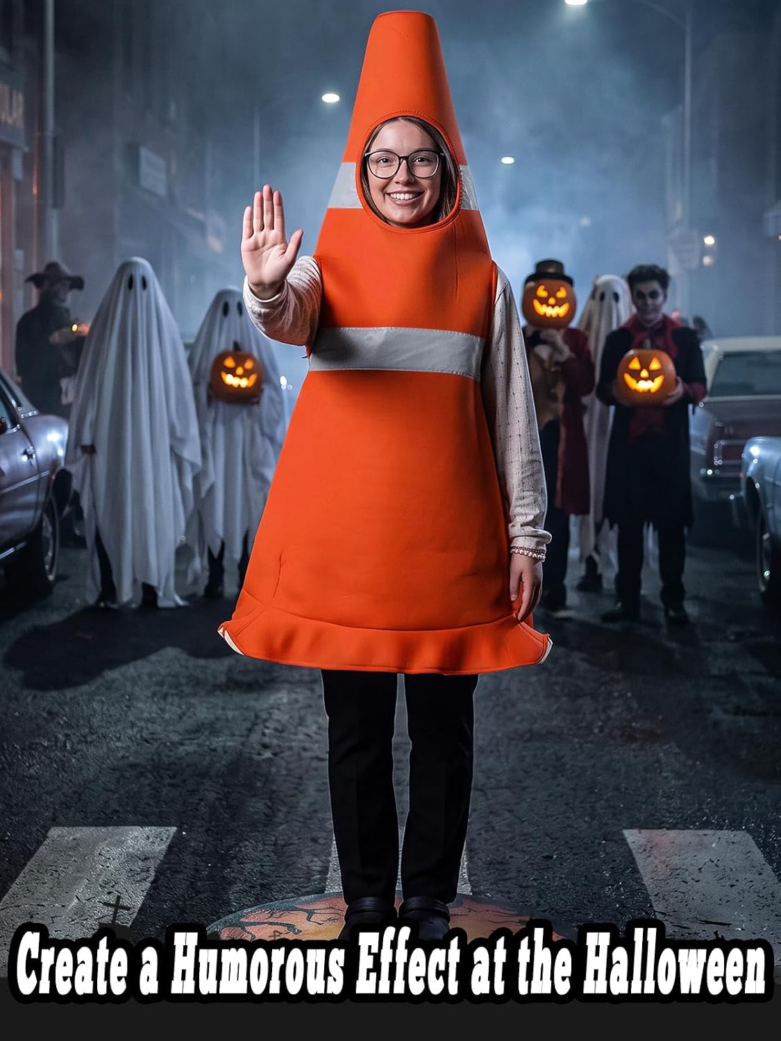 Acostop Adult Halloween Traffic Cone Costume for Women Men