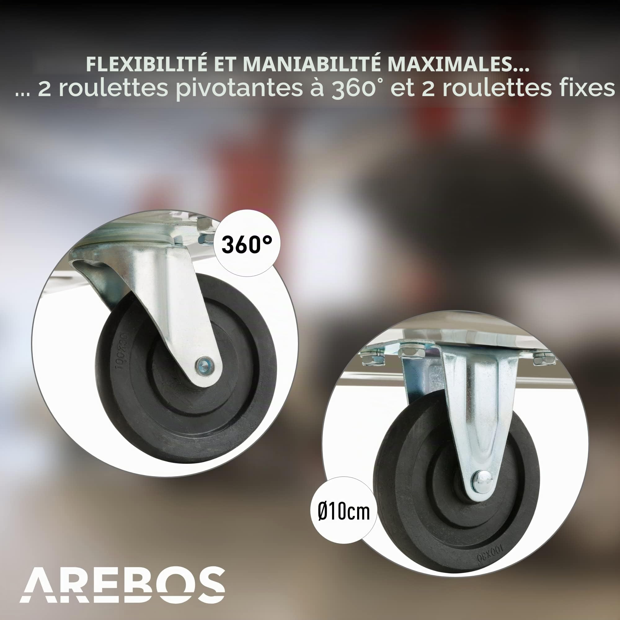 Arebos Chariot à Plate-Forme Chariot de Transport Manuel | Pliable | 150kg | 4 Roues | Polypropylène et Métal