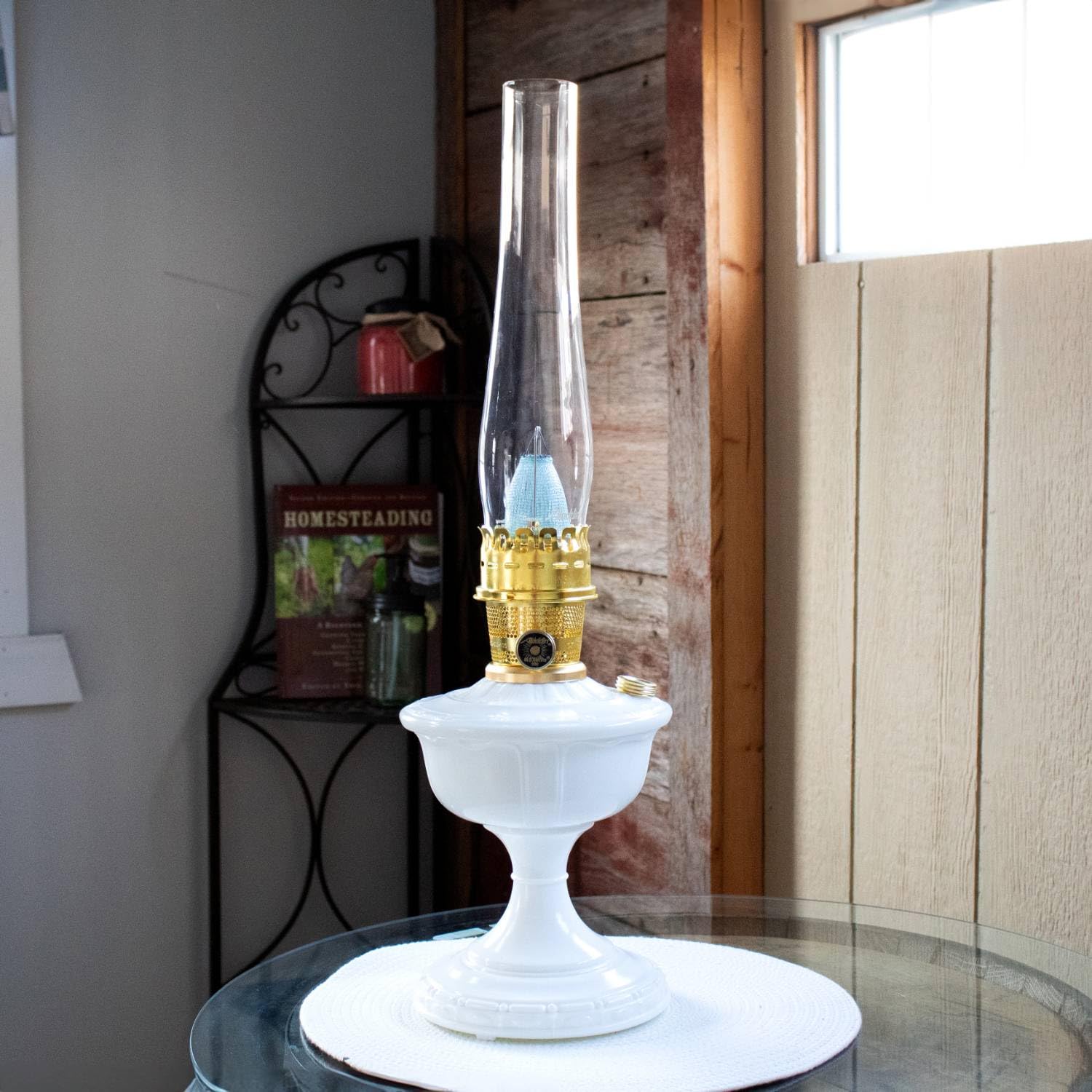 Amethyst Lamp Aladdin Lincoln Drape Oil Lamp - Traditional Kerosene Lamp  With Bright White Light \u0026 Glass Base Traditional Oil Lighting, image size:1500x1500