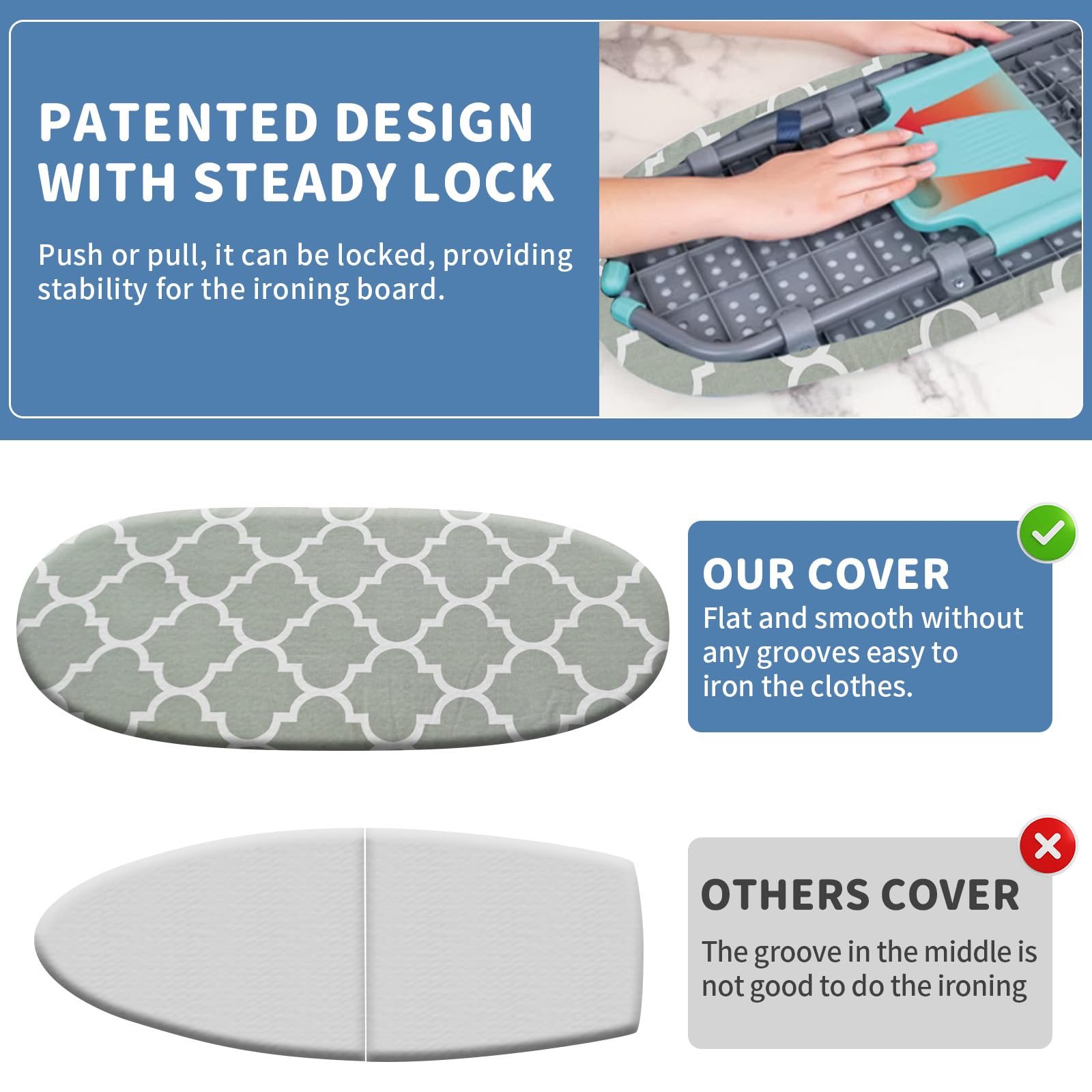 Planche à repasser pliable - Planche à repasser de table 81 cm x 31 cm - Légère et stable - Avec housse résistante aux hautes températures et pieds antidérapants - Design peu encombrant pour un