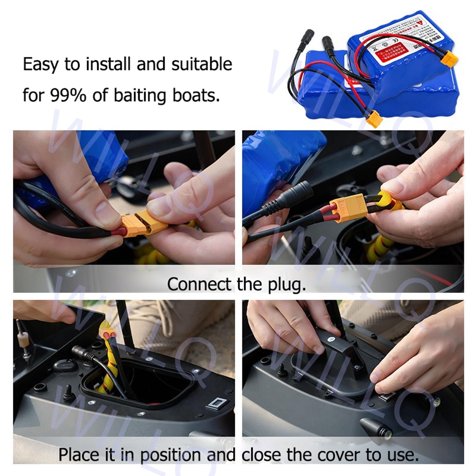 Batería de Litio Recargable de 12 V, 30000 mAh, 24000 mAh y 18000 mAh para Barcos cebadores de Pesca a Control Remoto/arrastreros motorizados