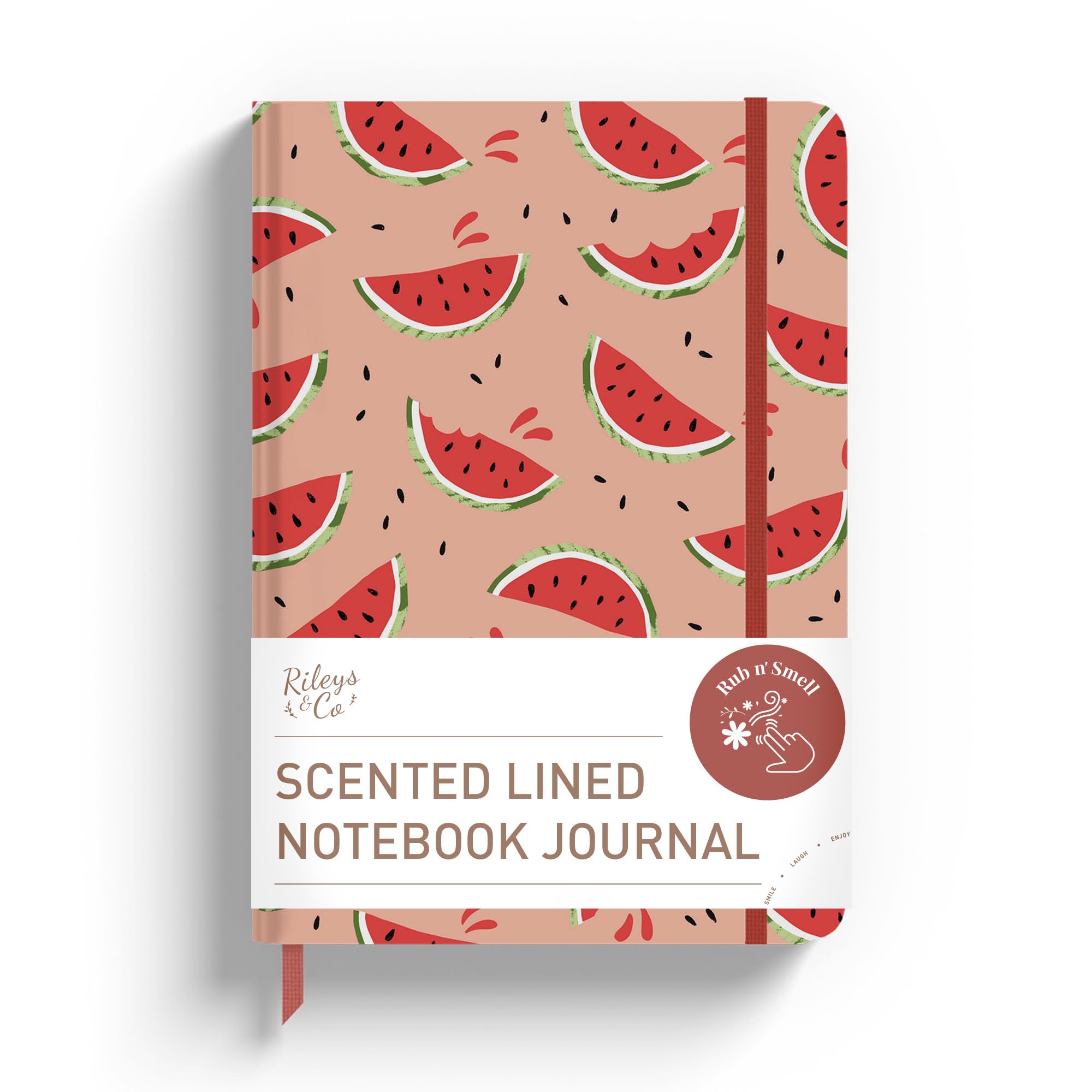Rileys & Co Notebook Journal for Writing 20 x 15 cm, Hardcover Daily Journaling Diary - 240 Lined Pages - Compact Notebook for Women, Men, Kids, Work and Travel (Scented Watermelon)