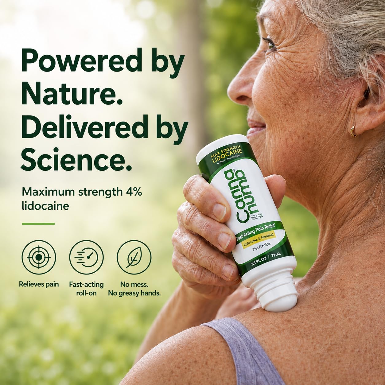 Pain Relief Roll On Topical Analgesic for Adults with Lidocaine – Fast Acting Relief for Knee Pain, Neck, Foot & Lower Back with Arnica Boswellia & Menthol 2.5oz — Amazon image 2
