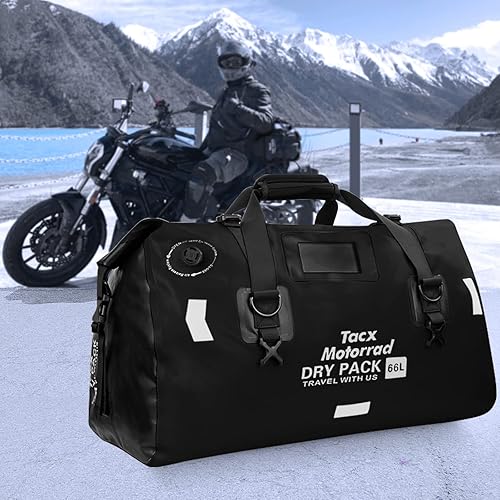 Miniatura 7 de Bolsa de lona impermeable para hombres y mujeres, mochila seca enrollable con correas de fijación rápida, bolsa de sillín de motocicleta para