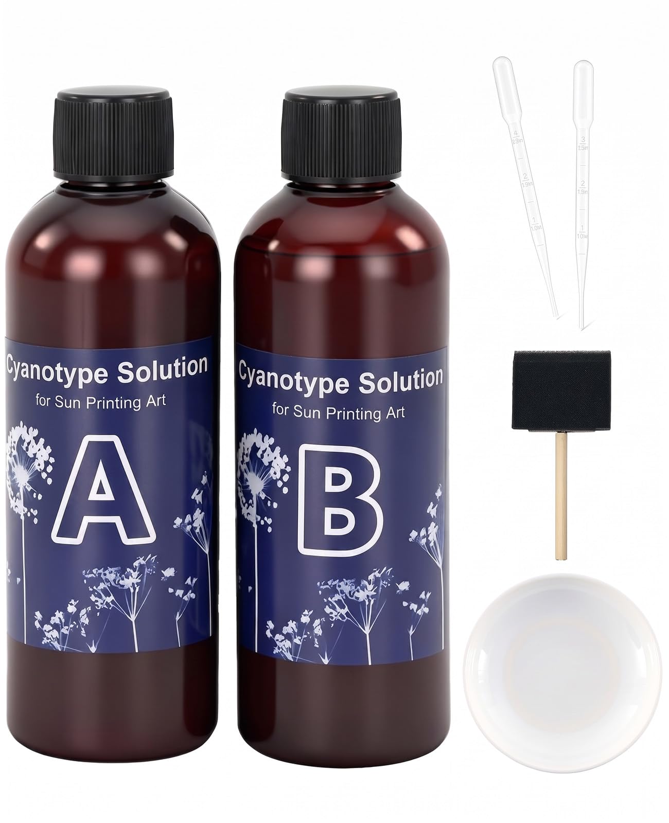 Avvchuy 6 Pcs Cyanotype Kit, Cyanotype Solution for Sun Printing Creating Photographic Blueprints Beginners Artists