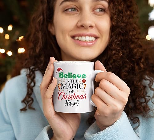 Miniatura 2 de TEEAMORE Tazas de Navidad personalizadas, cree en la magia de la Navidad, regalo de Navidad de cerámica