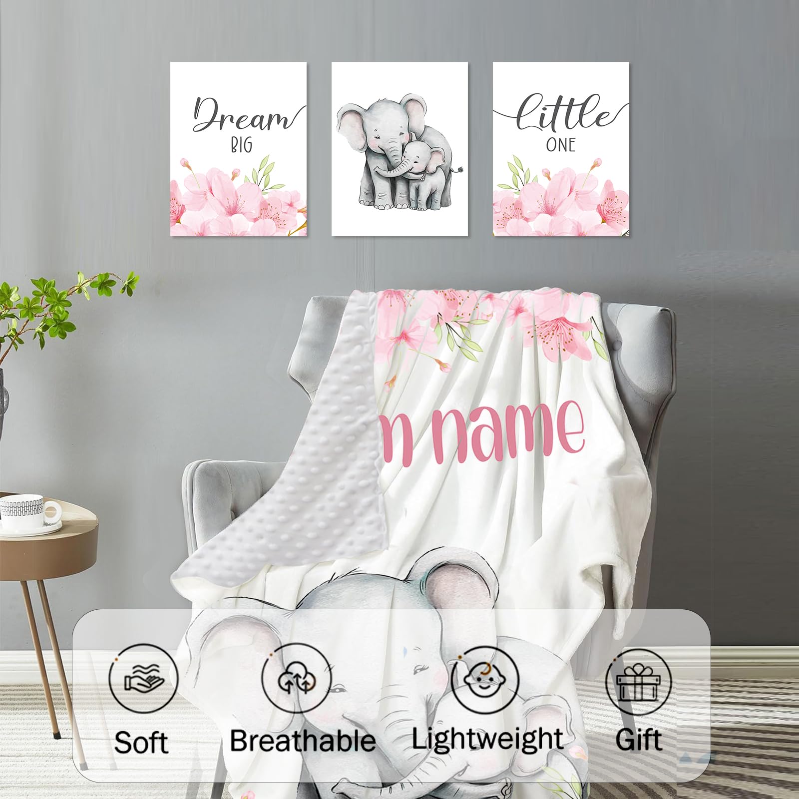 HSHRYY Custom Baby Crib Bedding Set with Name, 5 Pcs Personalized Baby Crib Sheets for Kid Toddler Infant, Elephant Mother Love Nursery Bedding Set - A Great for Baby