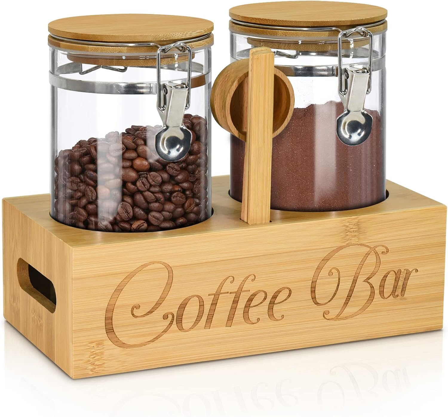 Upgrade Glass Coffee Containers with Shelf, Coffee