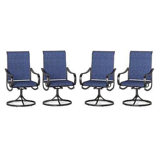 PHI VILLA Patio Swivel Dining Chairs Set of 4, All