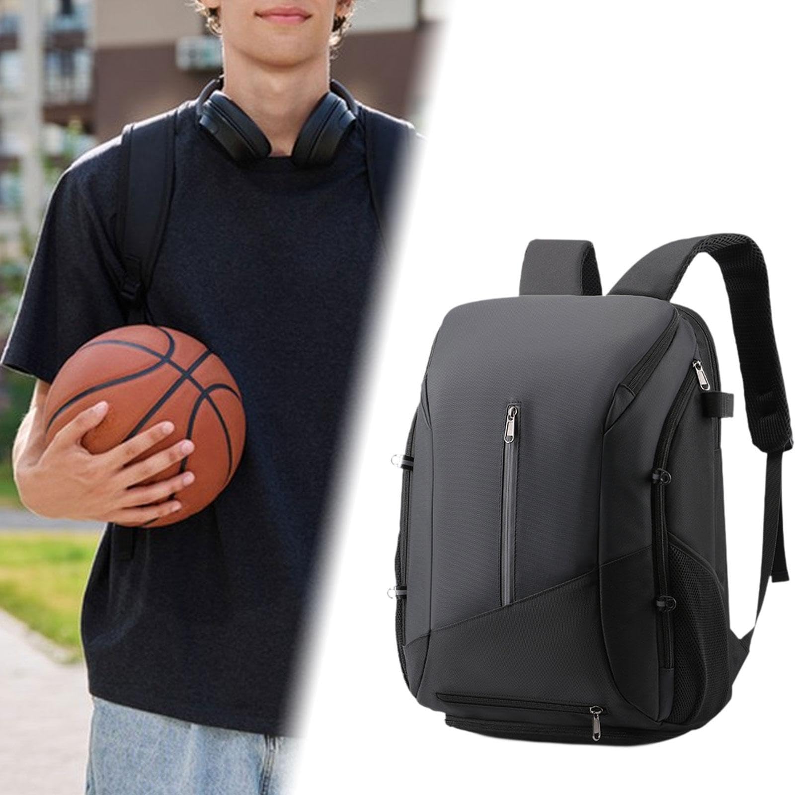 Basketball Rucksack mit Schuhfächern, Tragbarer Freizeitrucksack, Sportrucksack