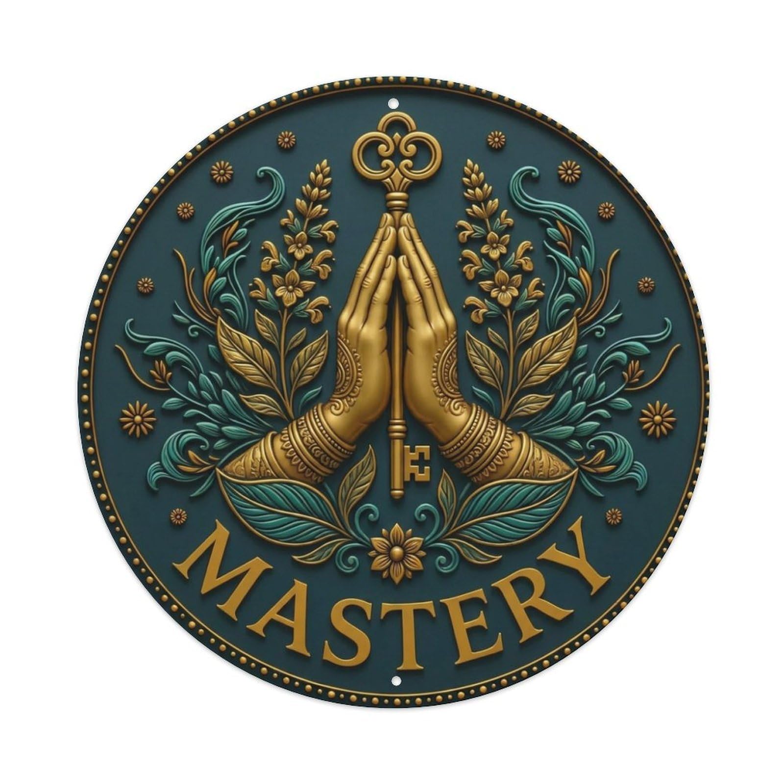 Fyrn Style Metal Tin Sign Vintage Namaste Praying Hands Mastery Flower Zen Yoga